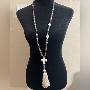 Bohemian beaded  cross necklace
